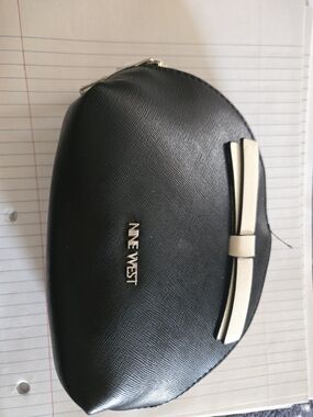 Nine West Black Toiletry Pouch with Cream Bow Detail